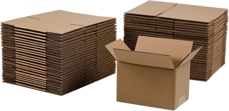 SUNLPH 50 Pack 6x4x4 Inches Shipping Boxes, Small Corrugated Cardboard Boxes for Mailing and Packing, Brown - Image 1